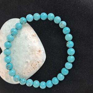 Turquoise Natural Crystal Stone Stretchy Bracelet. ‎ 6MM Bead Size.